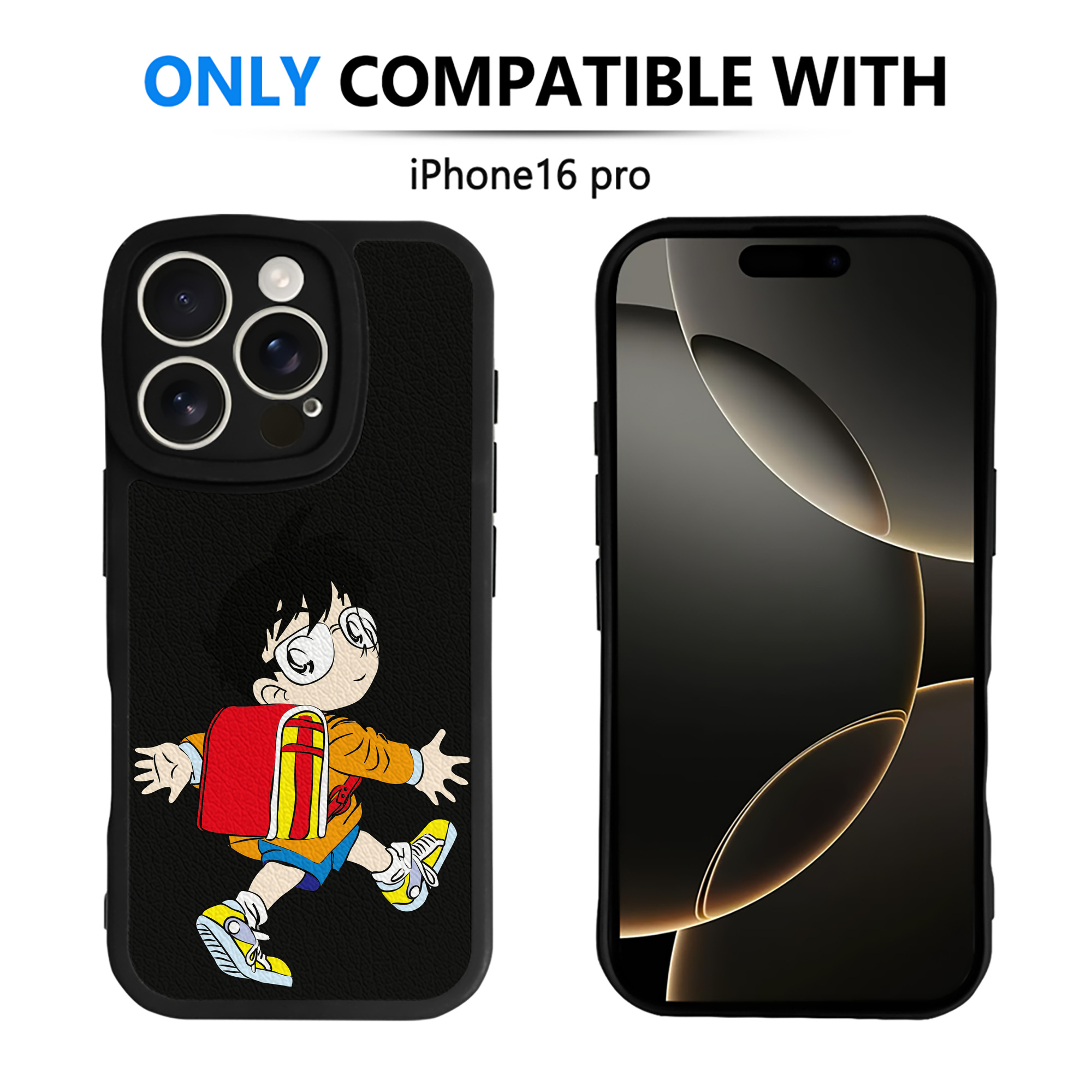 （画像用） 名探偵コナン 江戸川 コナン Detective Conan Conan Edogawa 【iPhone 16シリーズ対応】シリコンスマホケース（レザー調） 材質：シリコン